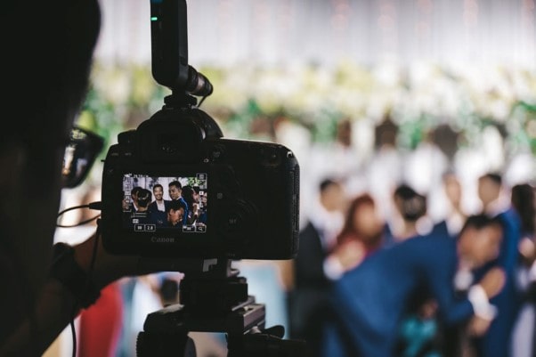 a camera's perspective of a wedding